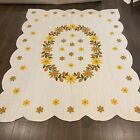 VTG Handmade Quilt Queen Size 90”X 73” Floral Farmhouse Hand Stitched Flowers