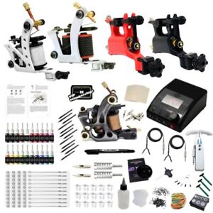 Inkstar Tattoo Kit 5 Machine Coil Rotary Gun Ace Set Power Supply 20 Colors Ink