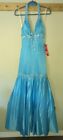 COLORS DRESS French Blue Halter Beaded Sequin Long Prom Formal DRESS NWT Sz 6