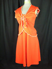 PBJ by JERELL Vtg 70s Dk Orange Halter Knit Dress & Bolero-Bust 30/3XS