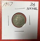 1867 US Three Cent Nickel Piece! Odd Denomination! FINE! Old US Coin!