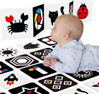 Newborn Toys High Contrast Baby Flashcards Tummy Time Baby Cards 0-6 Months Blac
