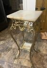 Rare Victorian Brass Stand w/Marble Top
