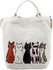 12.60'' Women Cartoon Lucky Cats Canvas Tote Shopping Handbag Beach Purse Should