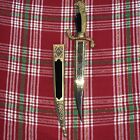 Vintage Toledo Carved Painted Dagger Knife with Eagle & Lion Heads W/ Scabbard