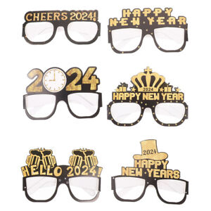 6pcs Frame Prop 2024 New Year Paper Eyeglasses New Year Glasses Party Favor