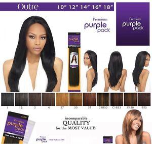 Outre Premium Purple Pack 100% Human Hair Yaki Weave 10