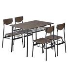 5-Piece Dining Set, Kitchen Dinner Table and 4 Chairs Metal Frame Storage Rack