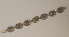 Vintage 1940s WRE Richards Sterling Silver Open Work Flower Panel Link Bracelet