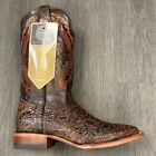 MEN'S RODEO COWBOY BOOTS HAND TOOLED LEATHER WESTERN SQUARE TOE BROWN BOTAS
