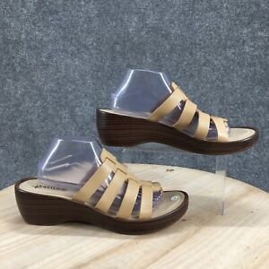 Eastland Sandals Womens 12 M Topaz Casual Slip On Wedge Slide Beige Leather