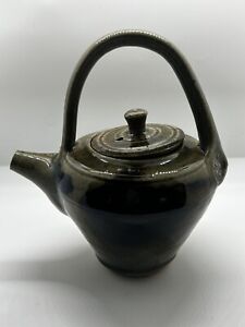 New ListingArt Pottery Green And Blue Glazed Stoneware Teapot
