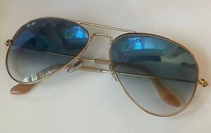 Ray Ban Sunglasses Aviator 58mm Gold Rim Grediant Blue 5814