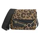 Black Leopard Pattern Faux Leather Embossed Crossbody Bag with Adjustable Strap