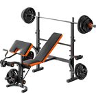 Adjustable Weight Bench Bench Press with Squat Rack Olympic for Home Gym Black