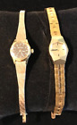 Vintage Bulova gold tone watches cocktail Pair Tiny Band