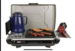 Coleman Tabletop Propane Gas Camping 2-in-1 Grill Stove 2 Burner. 2000038016