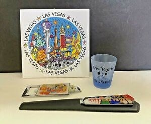 4 PCS Las Vegas Nevadas Casinos Tile Shot Glass, Letter Open Landmarks Souvenirs
