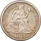 1872-S SEATED LIBERTY DIME - AU DETAILS BUT WITH ENVIRONMENTAL DAMAGE!