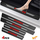 4Pcs For FORD F-150 Carbon Fiber Leather Car Door Sill Protector Scuff Cover Red (For: 2010 Ford F-150 Lariat Crew Cab Pickup 4-Door 5...)