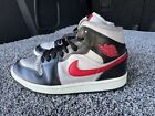 Nike Jordan 1 Mid Womens Casual Leather Shoes Black Gray BQ6472-060 VNDS Size 7