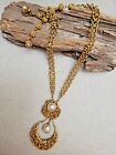 Miriam Haskell Double Dangle Baroque Pearl Multi Chain Necklace VTG Signed