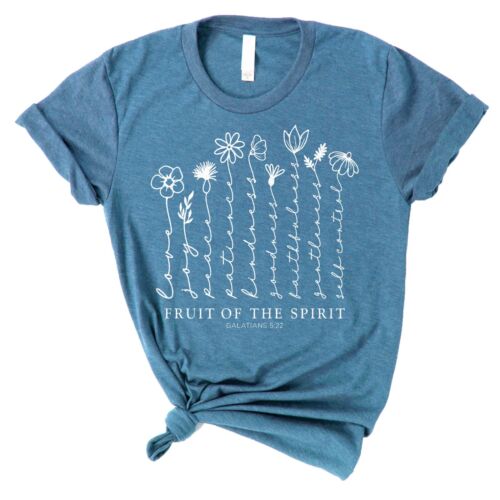 Fruit Of The Spirit Short Sleeve T-Shirt, Heather Deep  Jesus Christian T Shirt