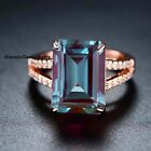 Alexandrite Color Changing Gemstone Ring 925 Sterling Silver Emerald Cut Ring
