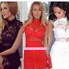 New Women Sexy High Collar Lace Bodycon Dress Party Evening Bandage Dress