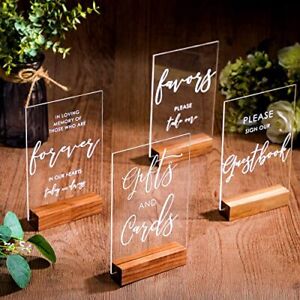 4 Pcs Acrylic Wedding Signs With Stand 5 X 7 Inch Clear Cards And Gifts Sign For