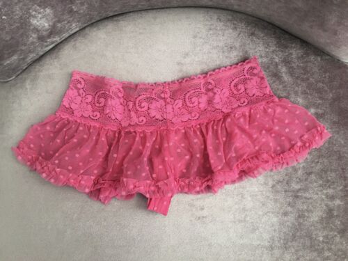 Vintage Victoria Secrets Angels Thong With Attached Skirt Pink Lace Size Small