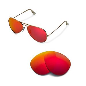 Walleva Polarized Fire Red Lenses For Ray-Ban Aviator Large Metal RB3025 58mm