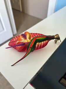 VINTAGE Christopher Radko  CLIP ON Flower Ornament  - Bird of Paradise - RARE
