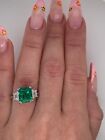 Emerald Diamond Wedding Ring Certified 3.60 Ct Lab Created Solid 14K White Gold