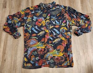 Escada By Margaretha Ley Button Up Long Sleeve Shirt Size 38 Multicolored