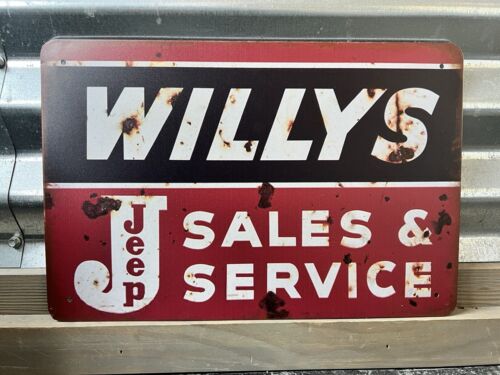 JEEP WILLYS SALES AND SERVICE TIN SIGN - 8