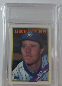 Topps 1988 441 Rick Manning Brewers Baseball Card Slab NM-MT