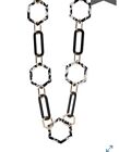 $78  Trina Turk Black & white resin & chain link station necklace JT 19