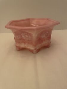 New ListingVintage Fenton Art Glass Rosealine Pink & White Hexagon Footed Bowl Planter Rare