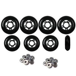Inline Skate Wheels HILO SET 76mm 80mm 82A Black Outdoor Hockey -Abec 9 Bearings