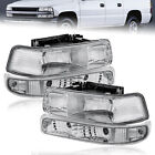 2X Chrome Headlights & Bumper Lamps For 99-02 Chevy Silverado 1500 00-06 Tahoe (For: 2002 Chevrolet Silverado 2500 HD)