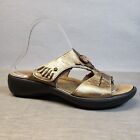 Romika Slide Sandals Size 38 / 7 Gold Leather Strap Open Toe Wedge Purisoft