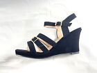 FOREVER Women striped gladiator wedge heel sandals open toe party shoes
