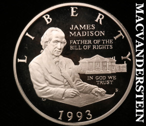 1993-S James Madison Commemorative Silver Half Dollar - Gem Proof Lustrous #V744