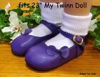 PURPLE w/Side Bow MARY JANES DOLL SHOES fits 23
