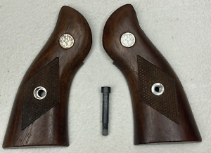 Factory Ruger Security Six Diamond Checkered Wood Grips With Two Medallions