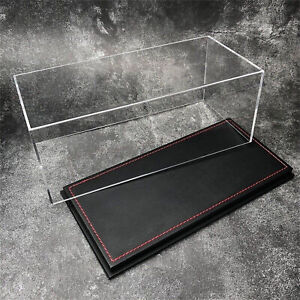New Acrylic Display case show case W black PU Leather Base For 1/18 Car Model EW