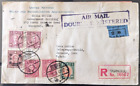 Rare 1947 U.N.R.R.A China Chinese Shanghai Double Registered Air Mail Cover