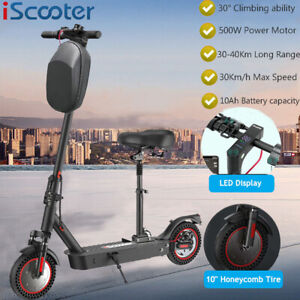 Adults Electric Scooter With Seat/Bag 500W Motor 25 Miles Long Range High Speed