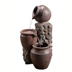 Outdoor Cascading Stacked Pot Waterfall Fountain Gray